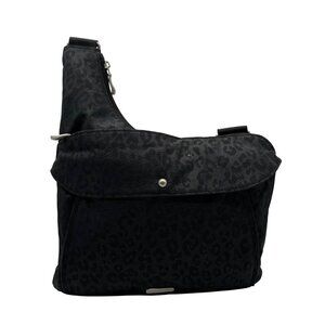 Baggallini Black Cheetah Print Crossbody Bag And Pouch